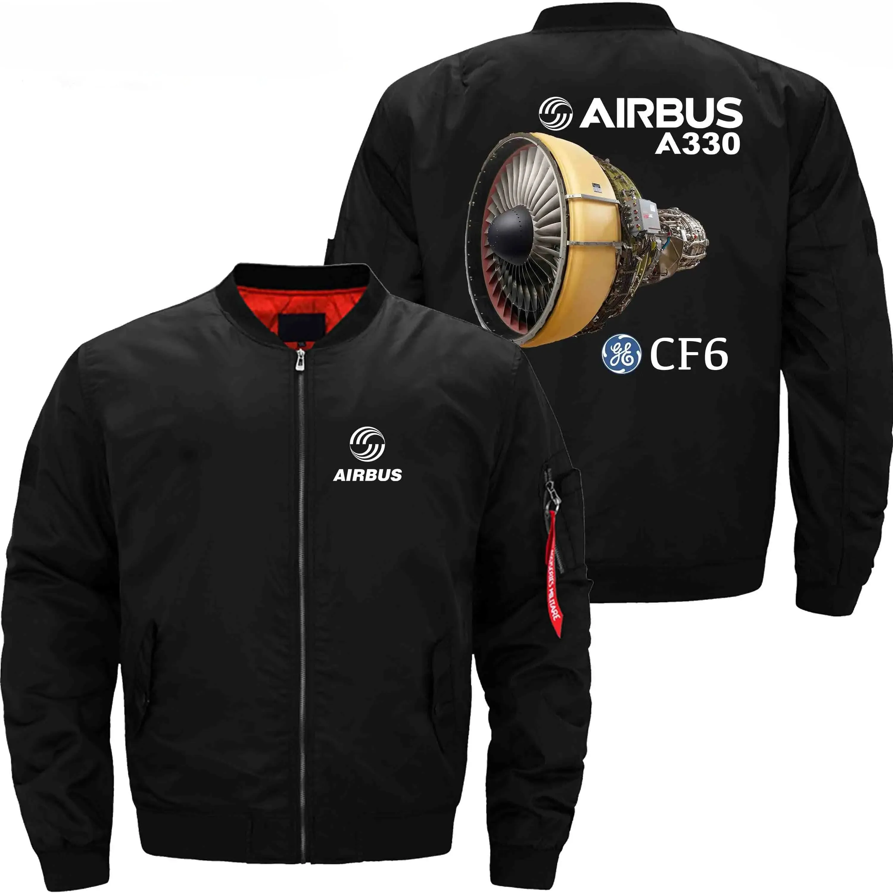 AIRBUS A330 CF6 ENGINES GE AVIATION BOMBER FLIGHT AVIATOR JACKET