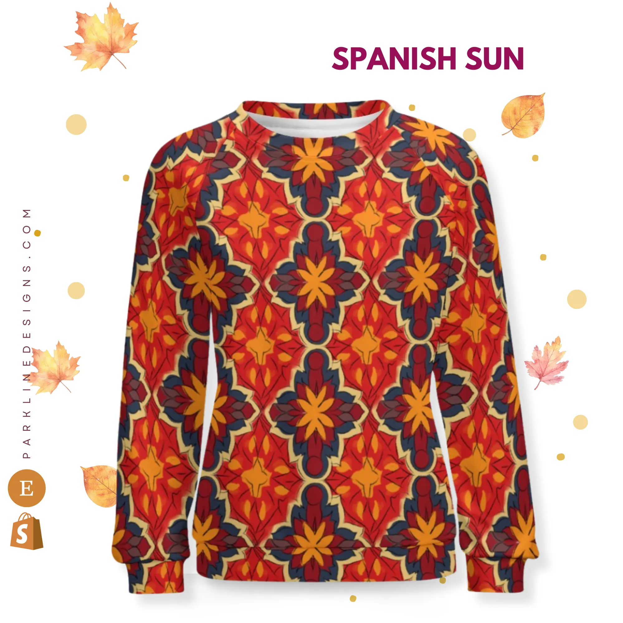 Autumn Floral | Women's Raglan Crewneck Sweatshirt | Cozy Autumn & Winter Crewneck
