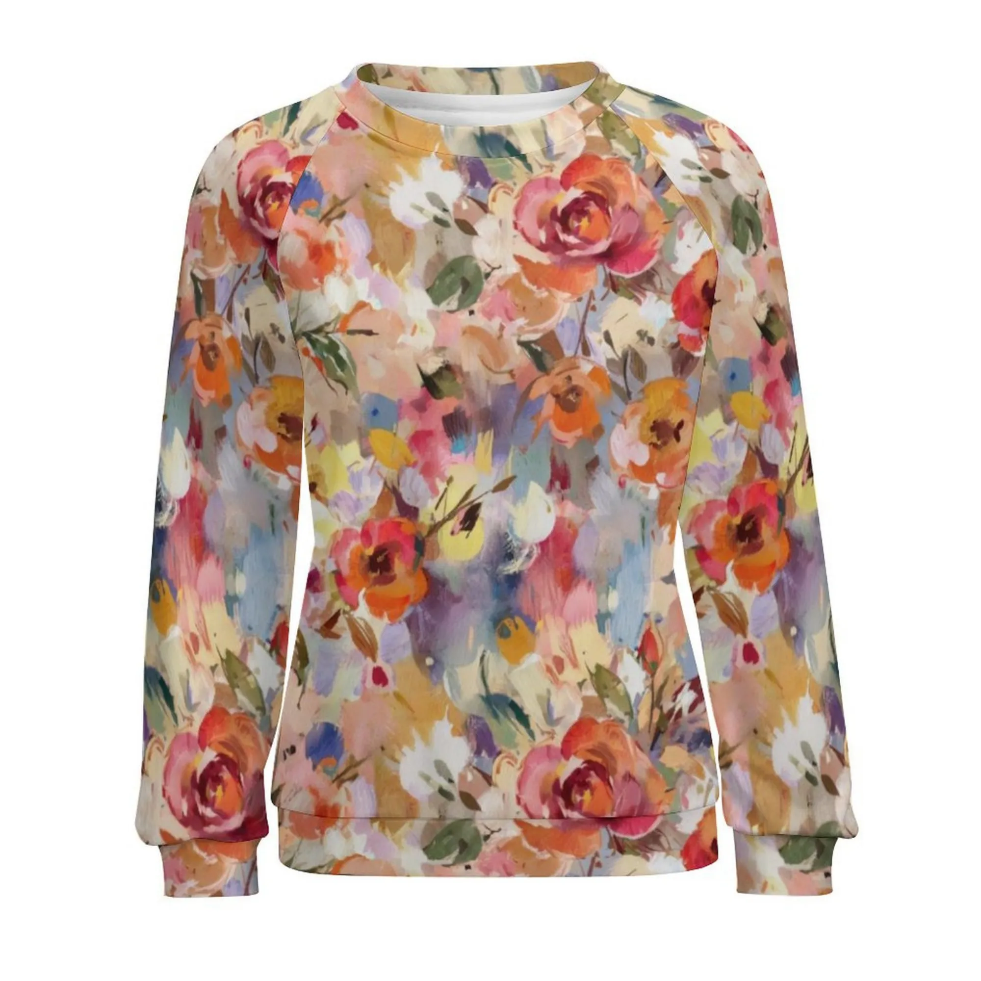 Autumn Floral | Women's Raglan Crewneck Sweatshirt | Cozy Autumn & Winter Crewneck