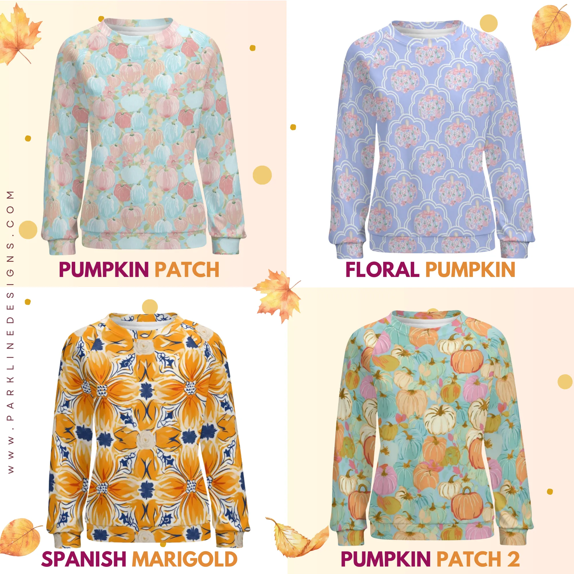 Autumn Floral | Women's Raglan Crewneck Sweatshirt | Cozy Autumn & Winter Crewneck