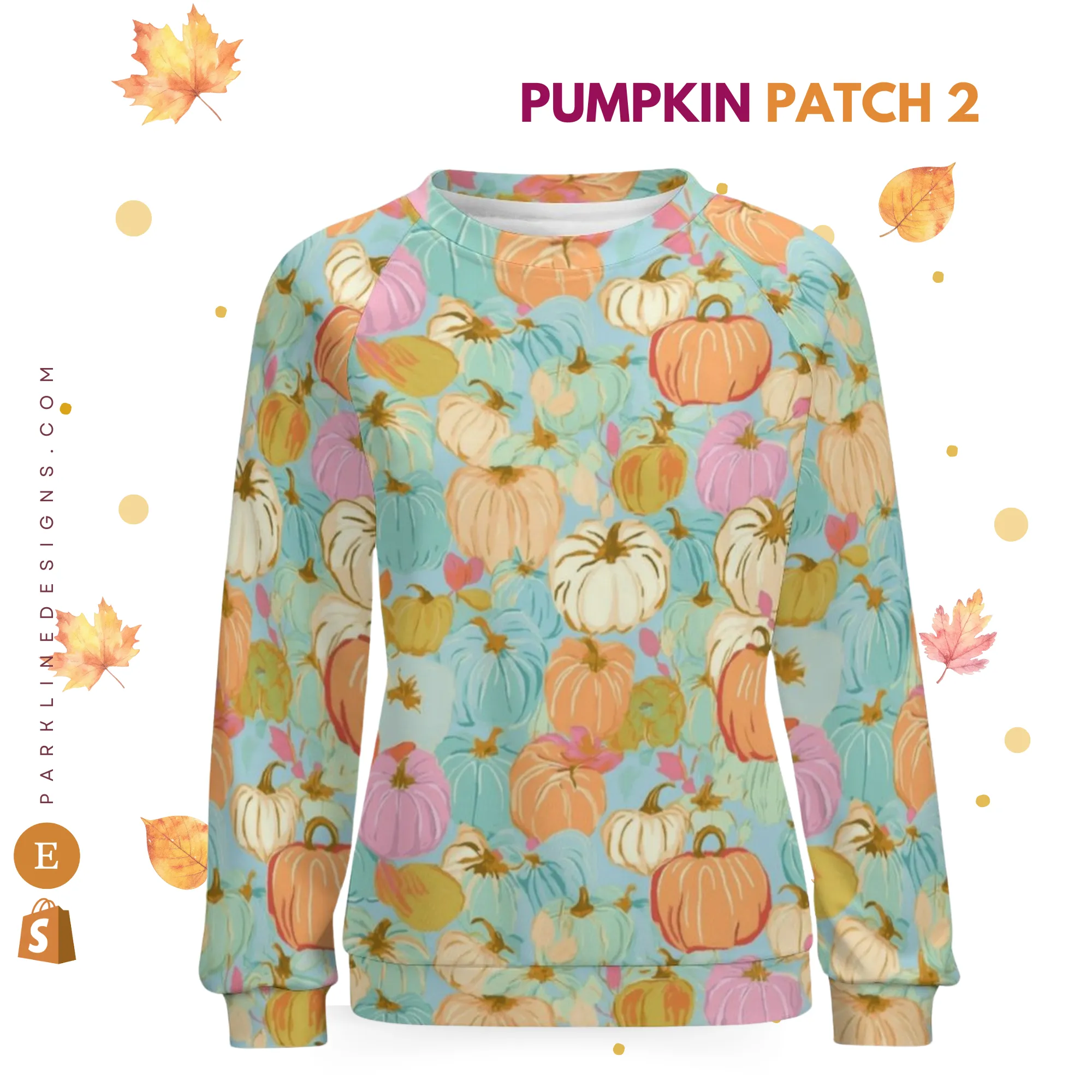 Autumn Floral | Women's Raglan Crewneck Sweatshirt | Cozy Autumn & Winter Crewneck