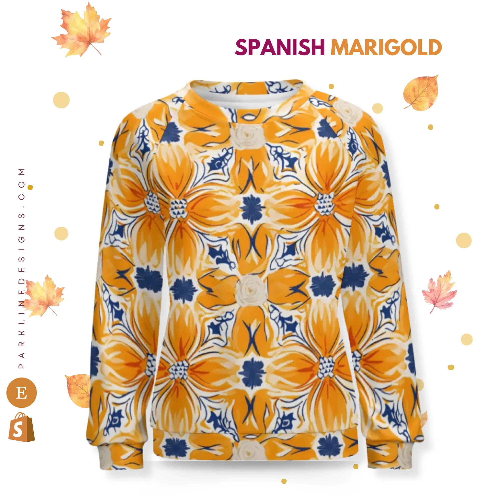 Autumn Floral | Women's Raglan Crewneck Sweatshirt | Cozy Autumn & Winter Crewneck