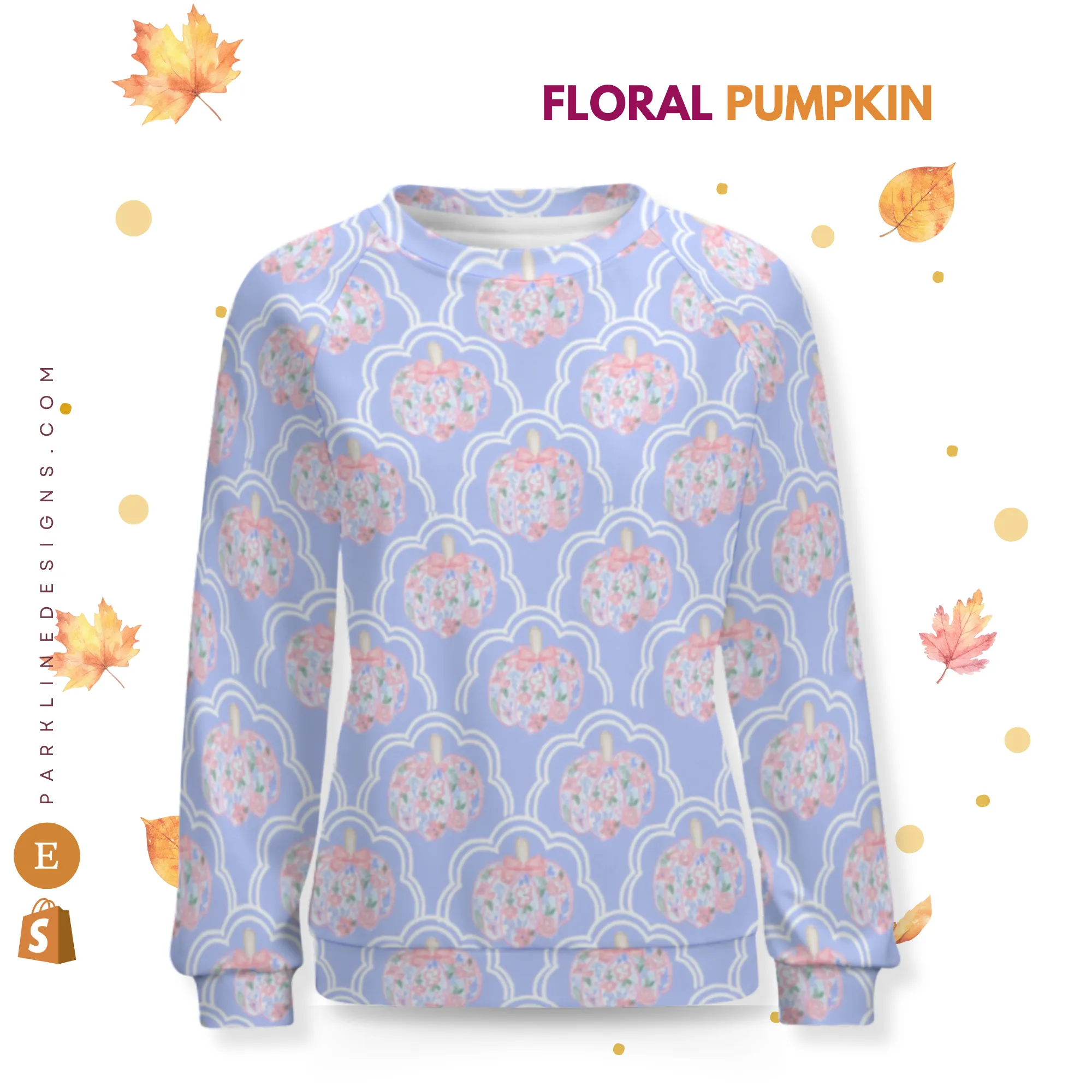 Autumn Floral | Women's Raglan Crewneck Sweatshirt | Cozy Autumn & Winter Crewneck