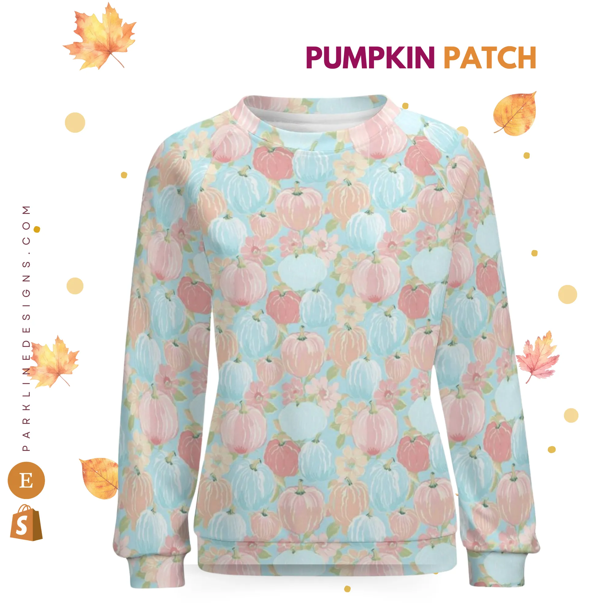 Autumn Floral | Women's Raglan Crewneck Sweatshirt | Cozy Autumn & Winter Crewneck