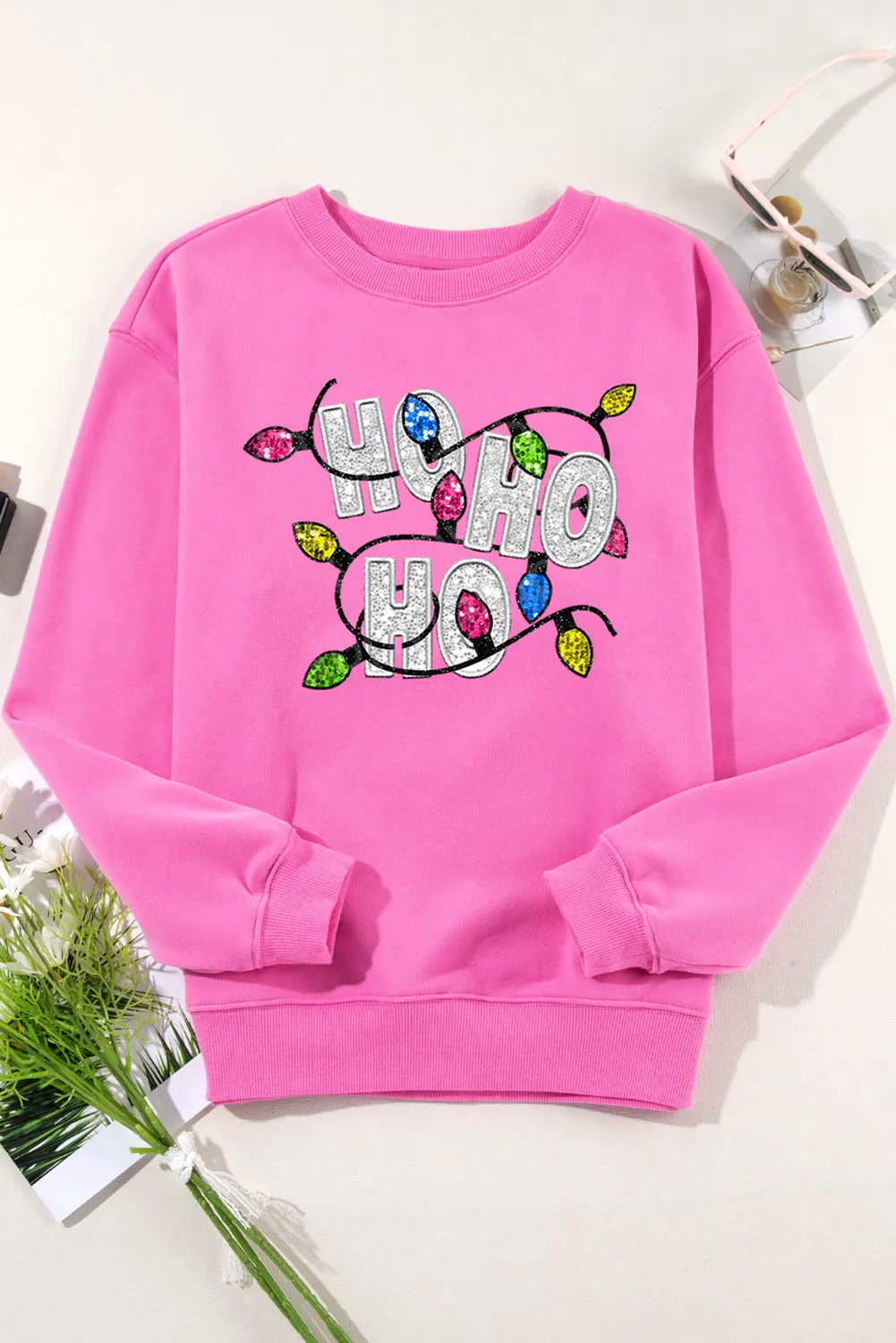 Bonbon HO HO HO Graphic Christmas Sweatshirt
