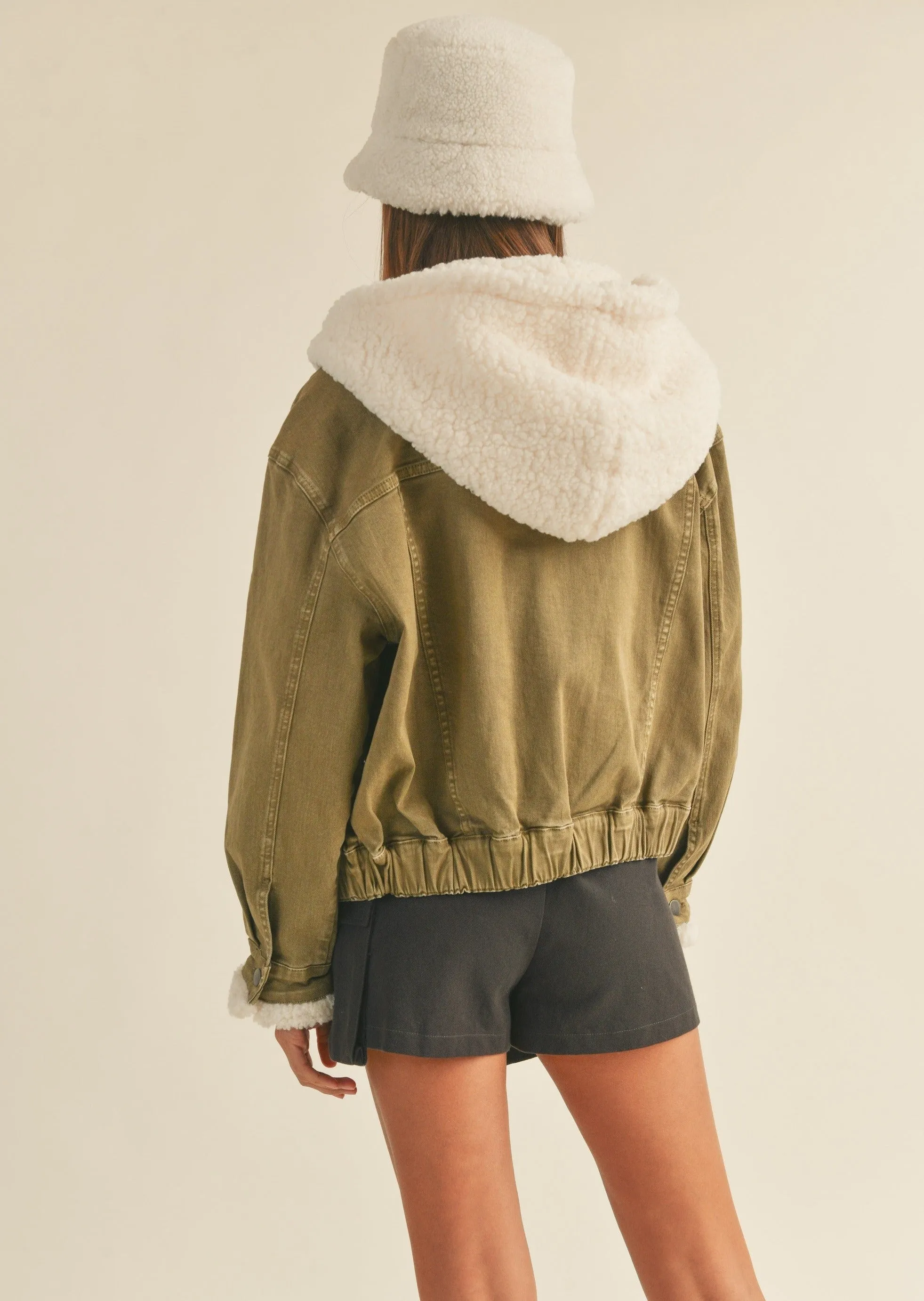 Cozy Sherpa Olive Denim Jacket