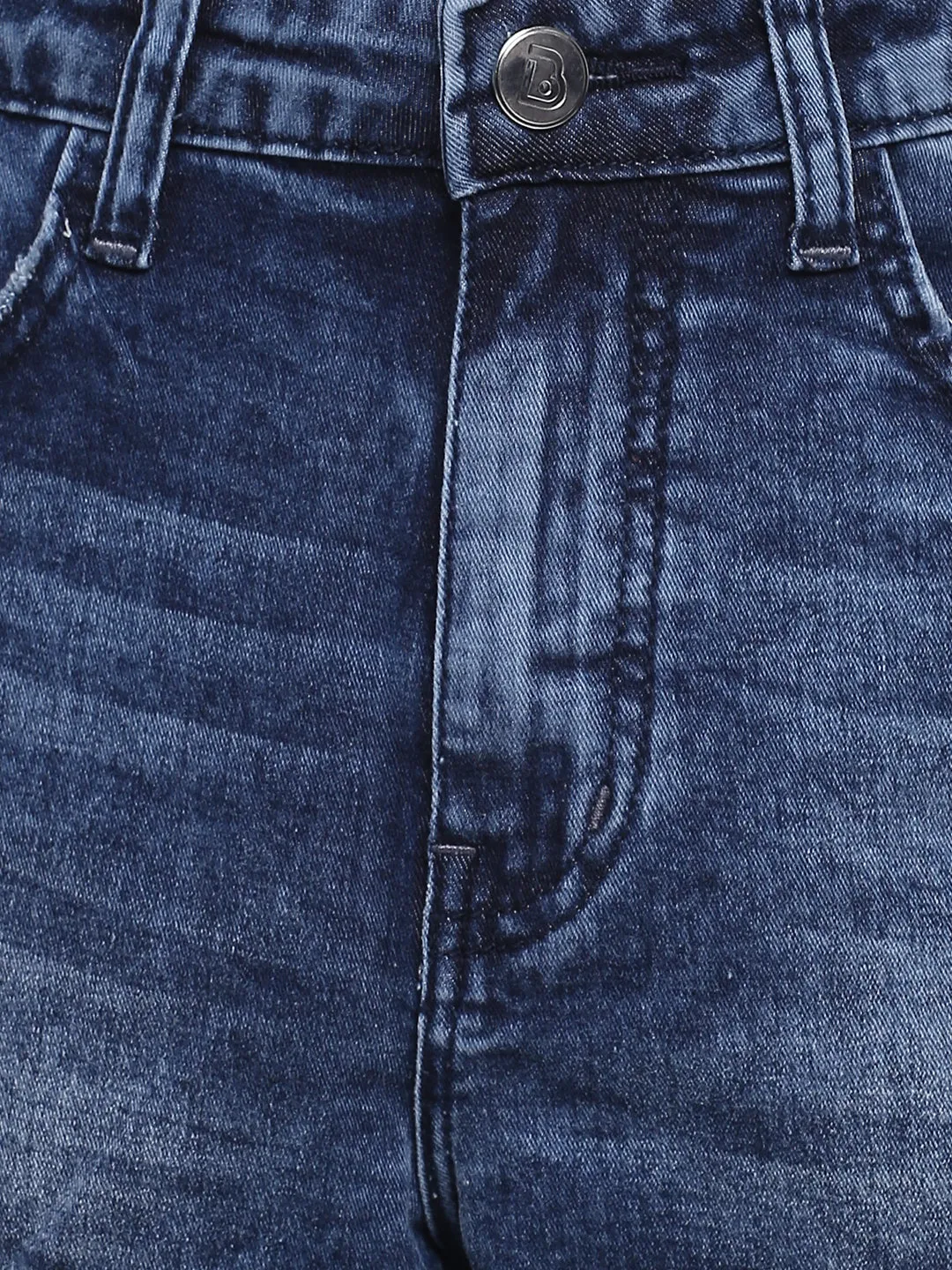 Distressed High Blue Denim Shorts
