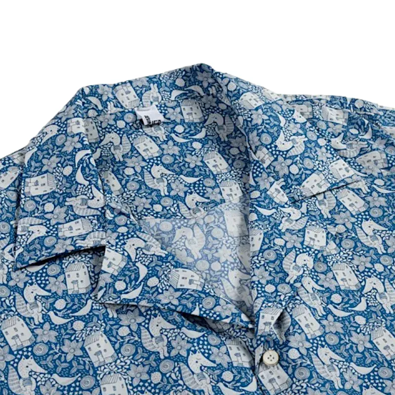 Extreme oversized printed camp shirt