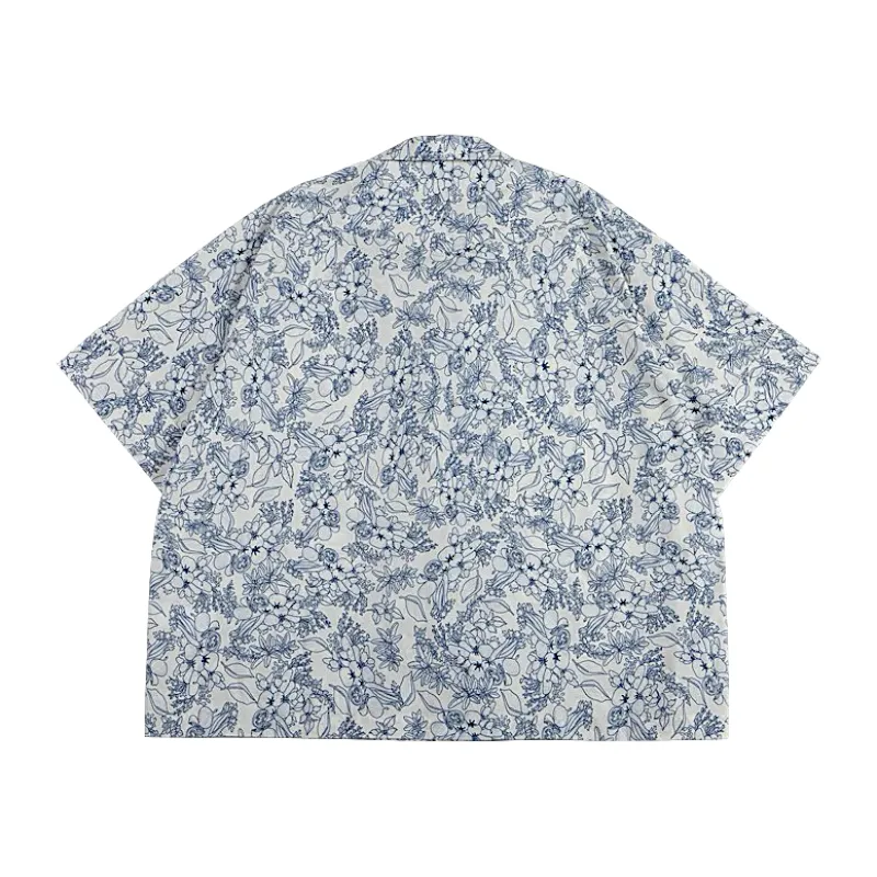 Extreme oversized printed camp shirt