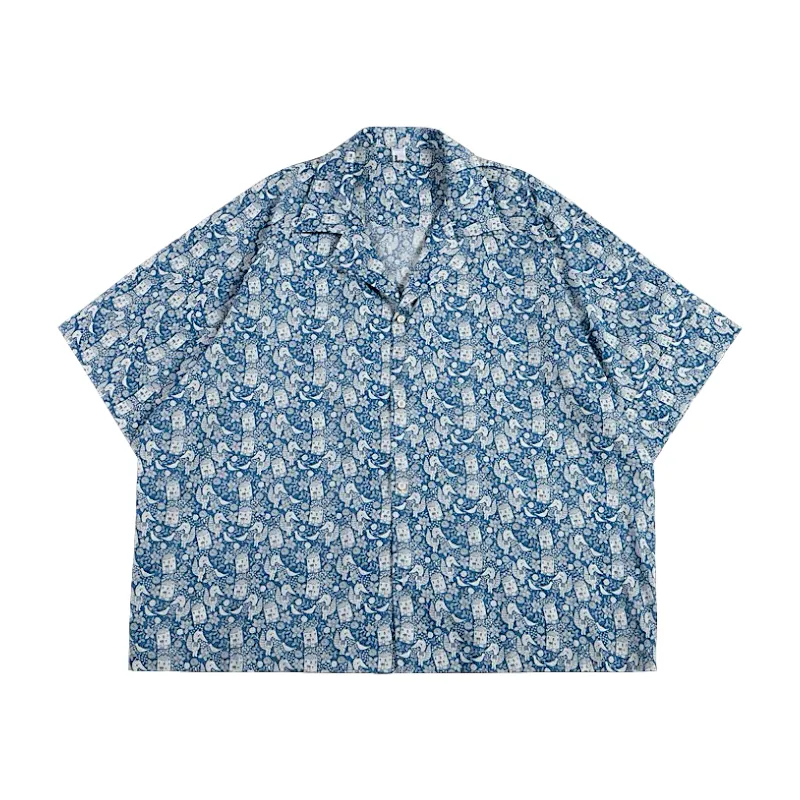 Extreme oversized printed camp shirt