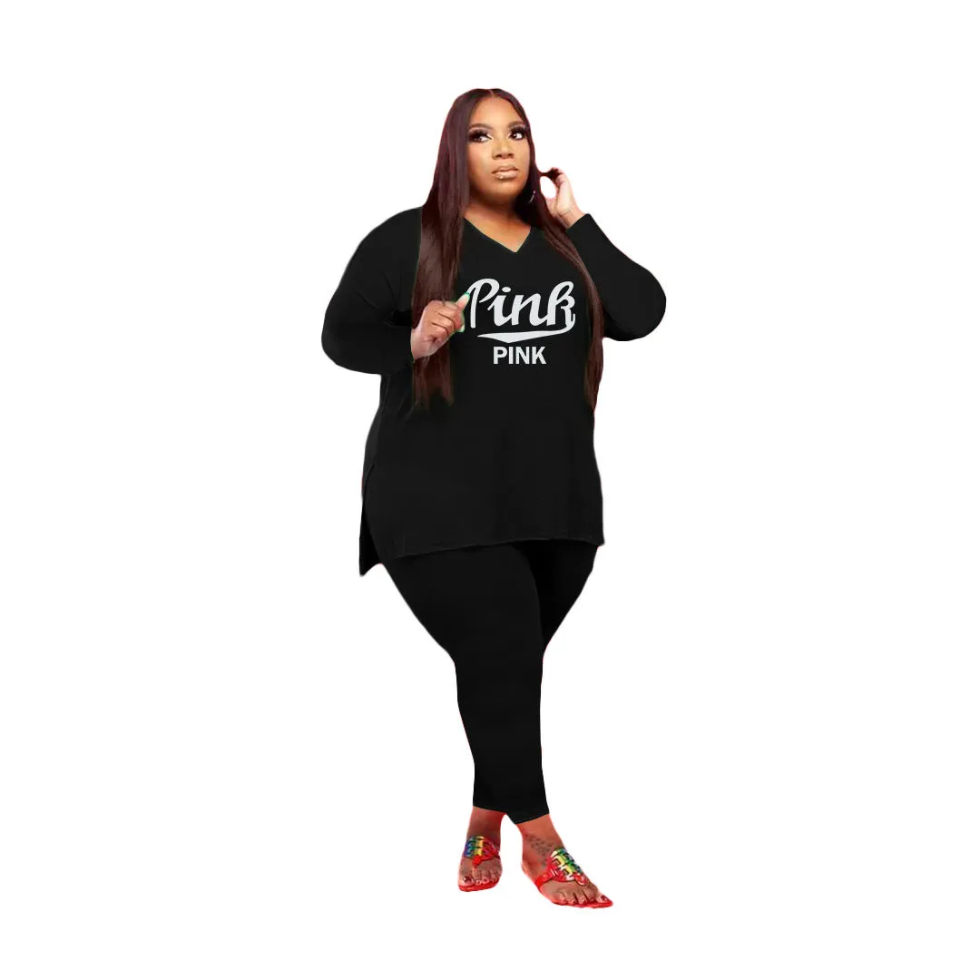 Fashion casual letter printing two-piece suit（AY1278)