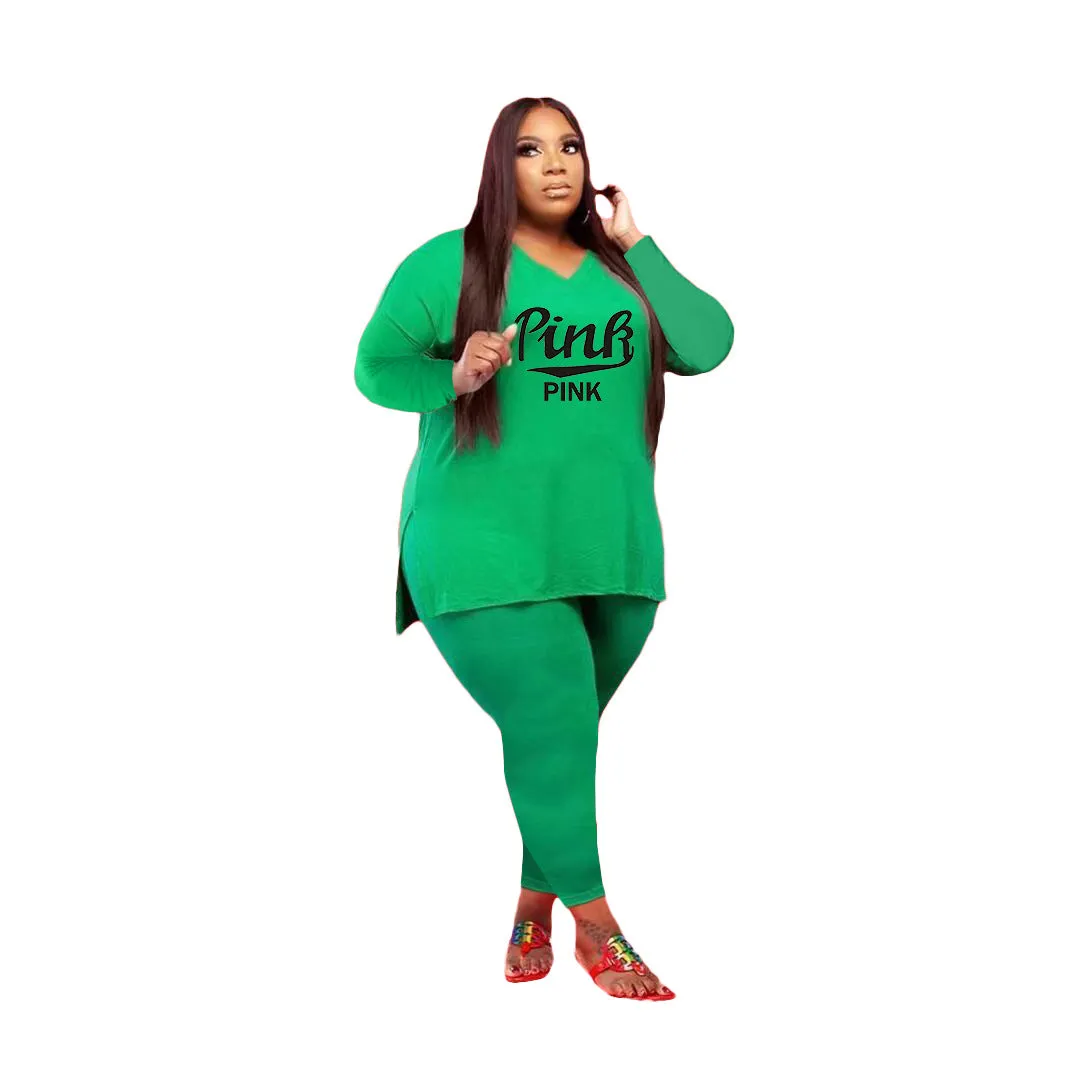 Fashion casual letter printing two-piece suit（AY1278)