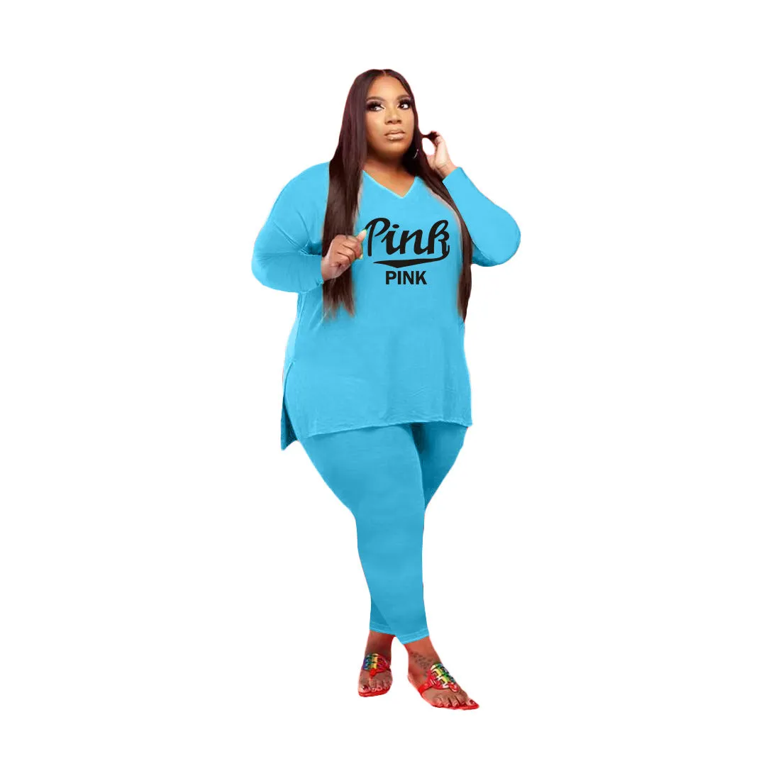 Fashion casual letter printing two-piece suit（AY1278)