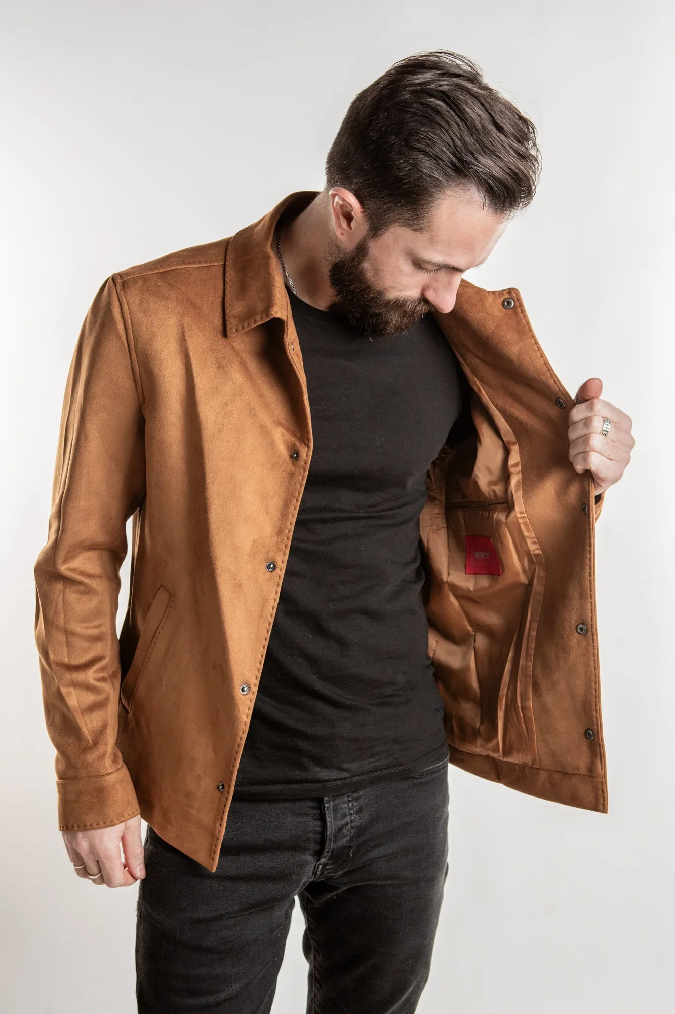 Faux Suede Jacket - Camel