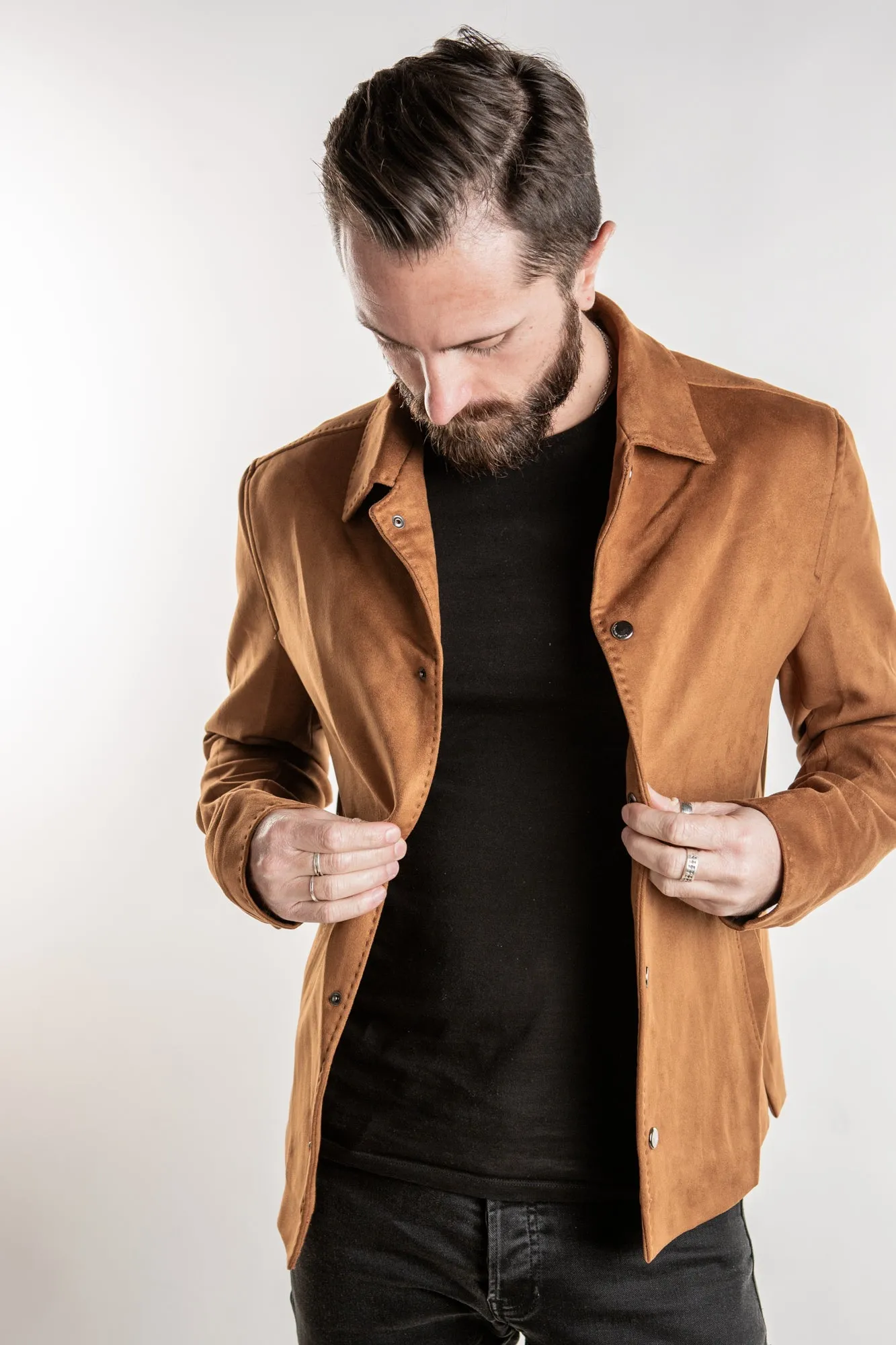 Faux Suede Jacket - Camel
