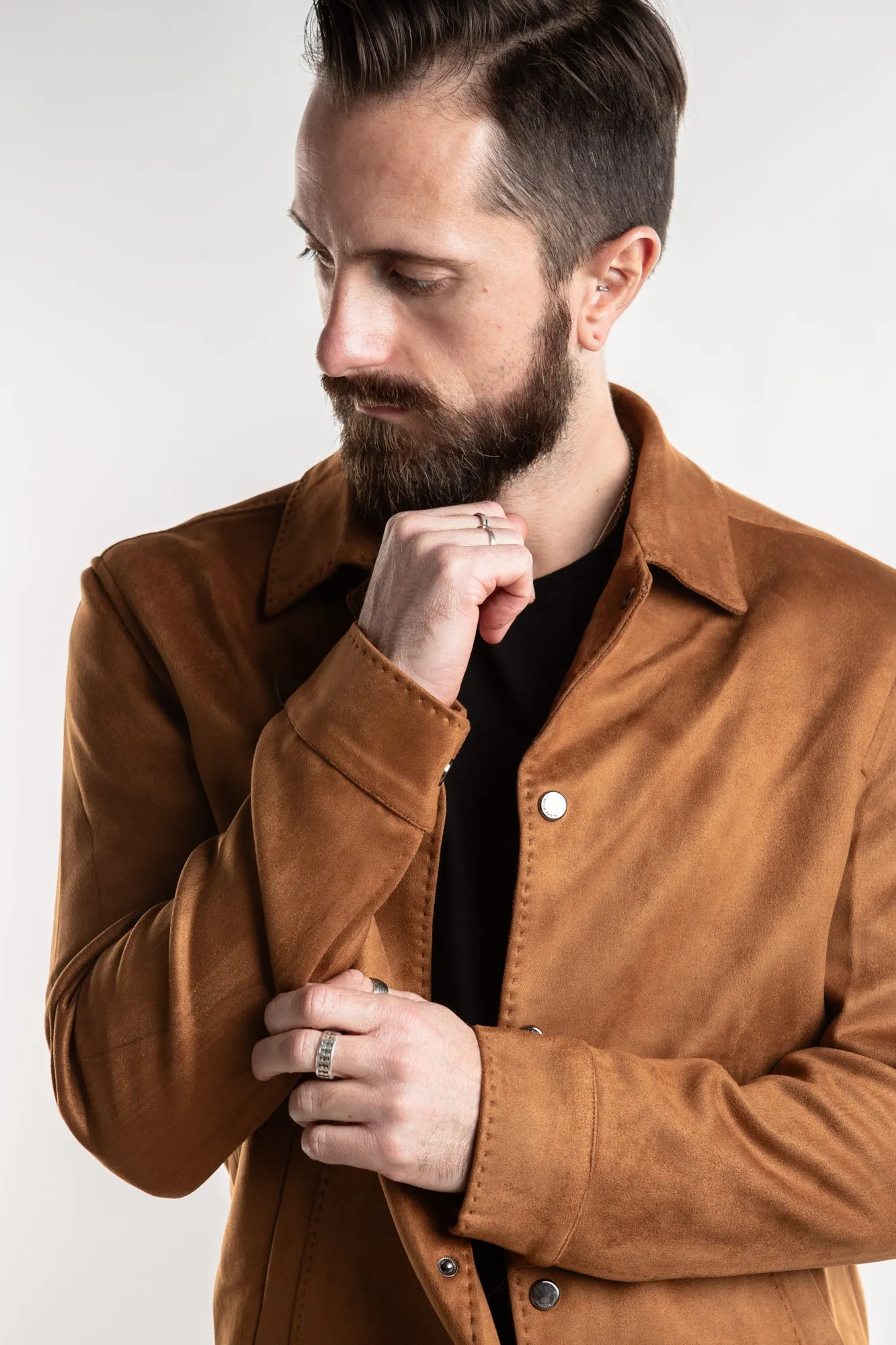 Faux Suede Jacket - Camel