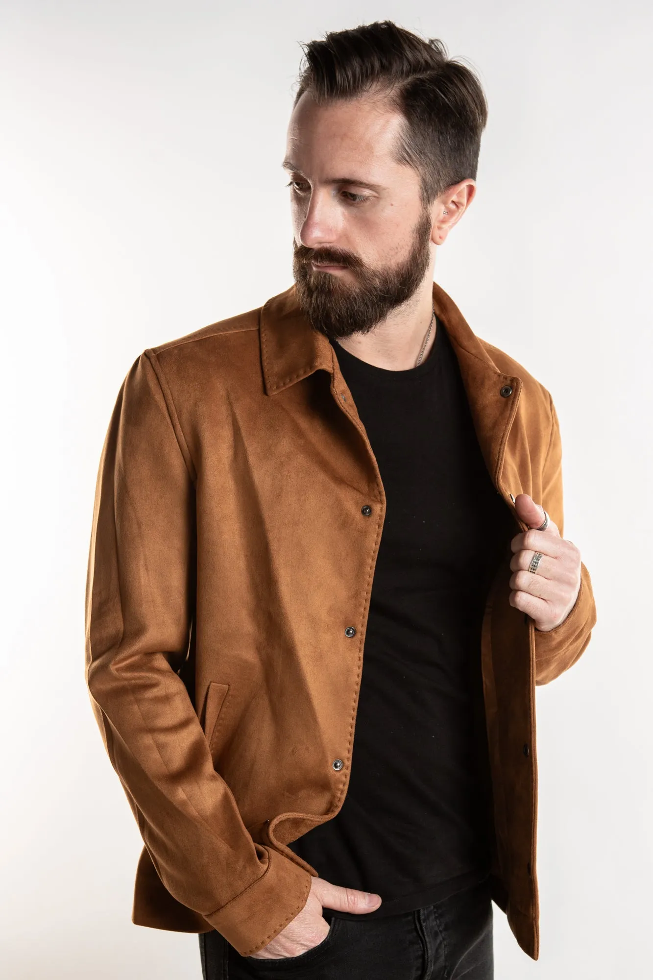 Faux Suede Jacket - Camel