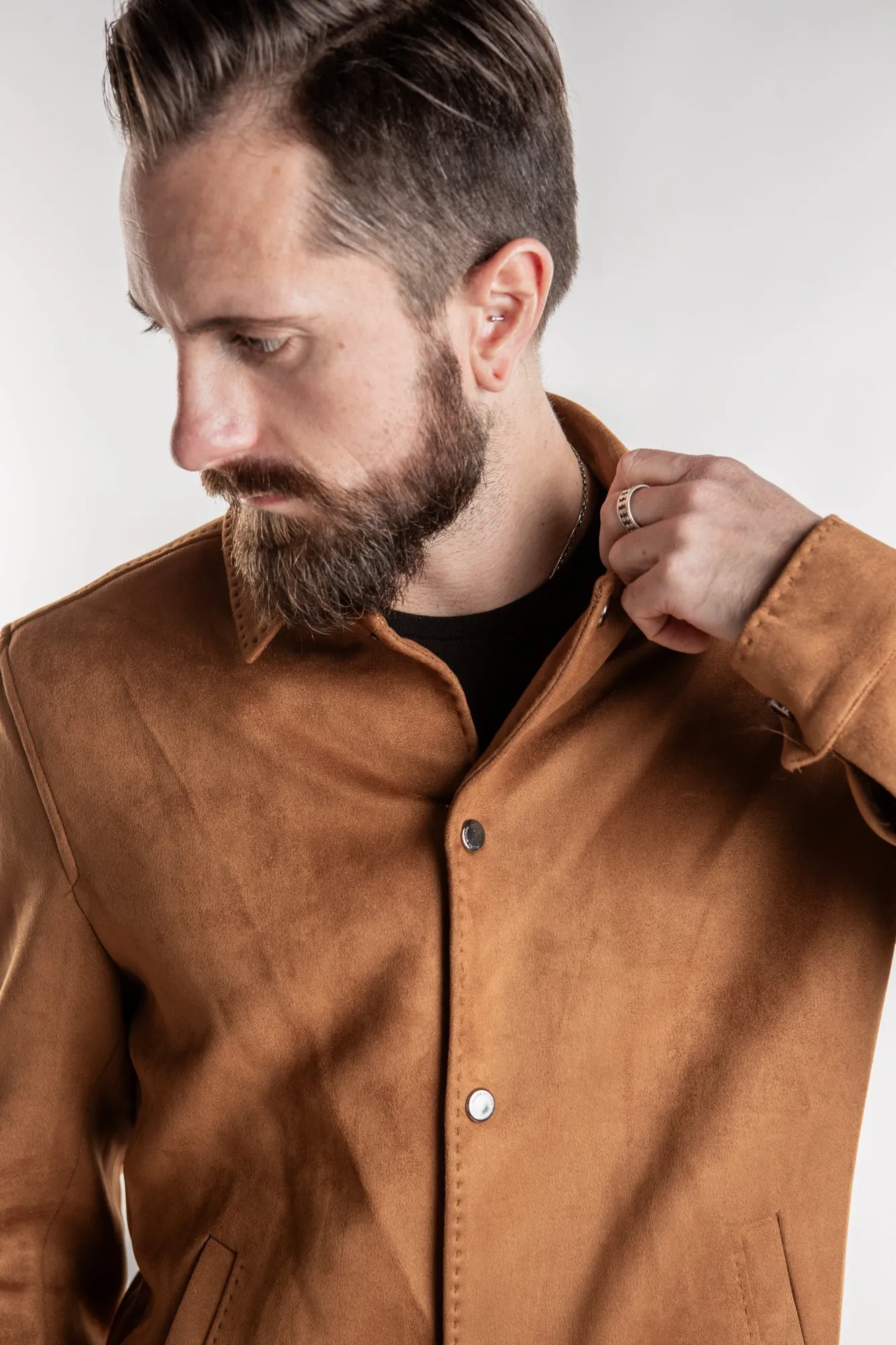 Faux Suede Jacket - Camel