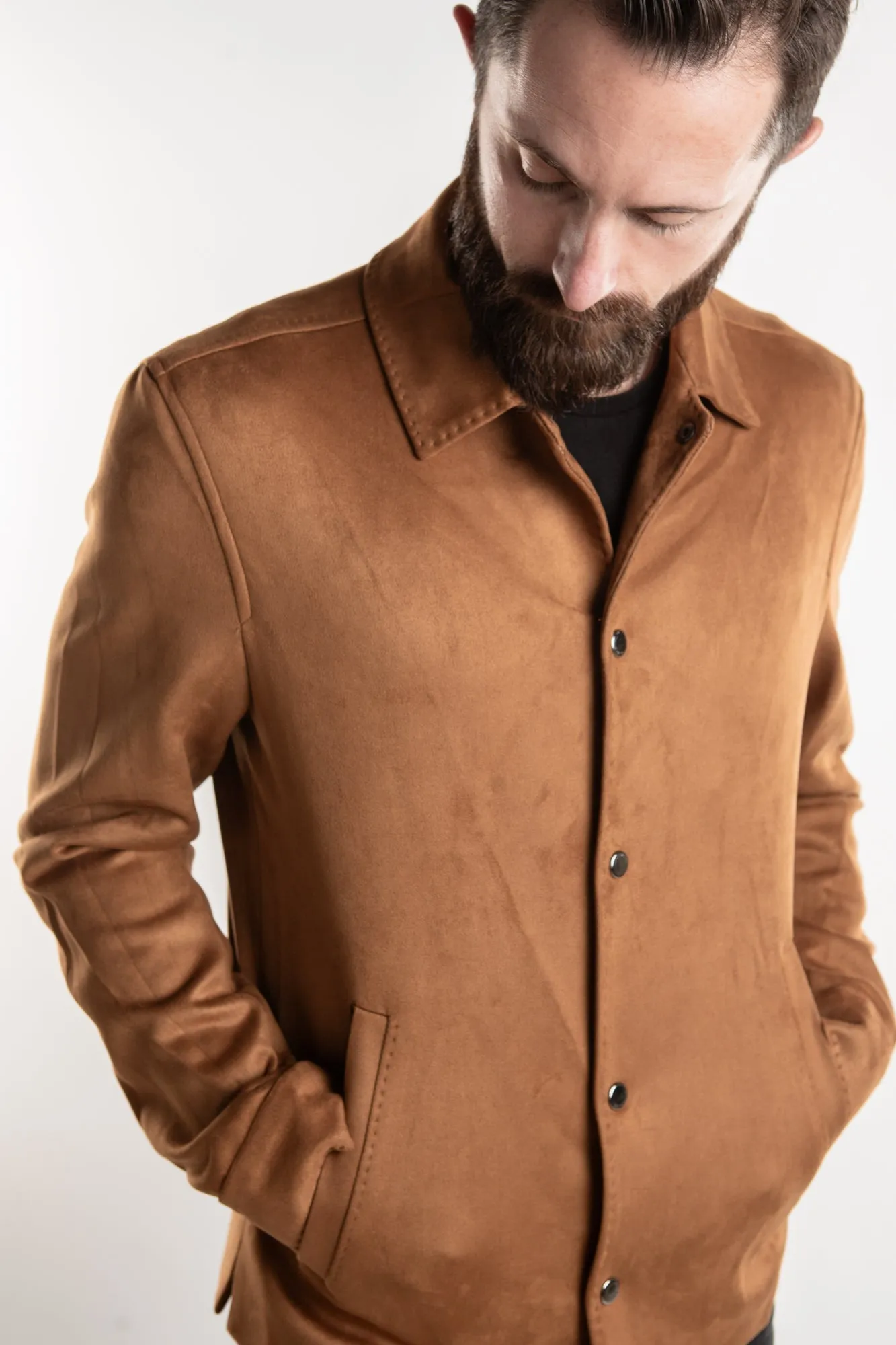 Faux Suede Jacket - Camel