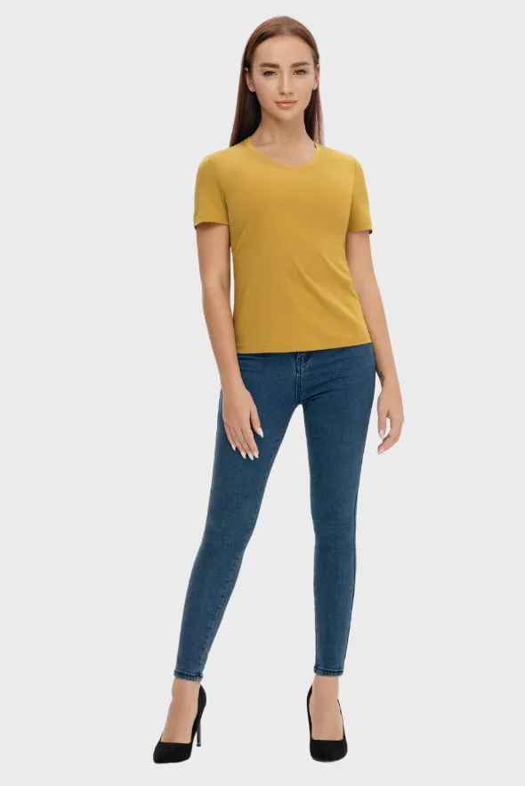 Grand V-Neck Cotton T-Shirt (160g)