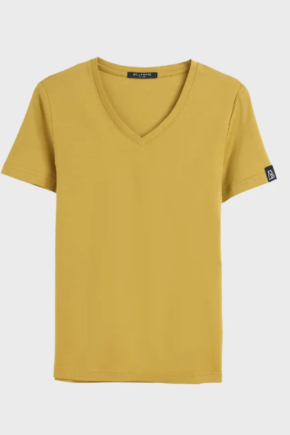 Grand V-Neck Cotton T-Shirt (160g)