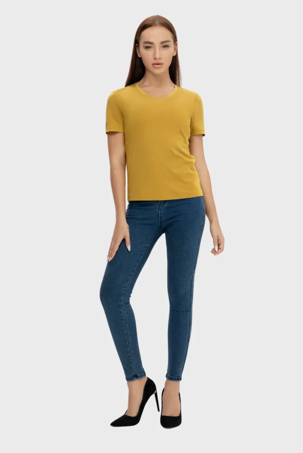 Grand V-Neck Cotton T-Shirt (160g)