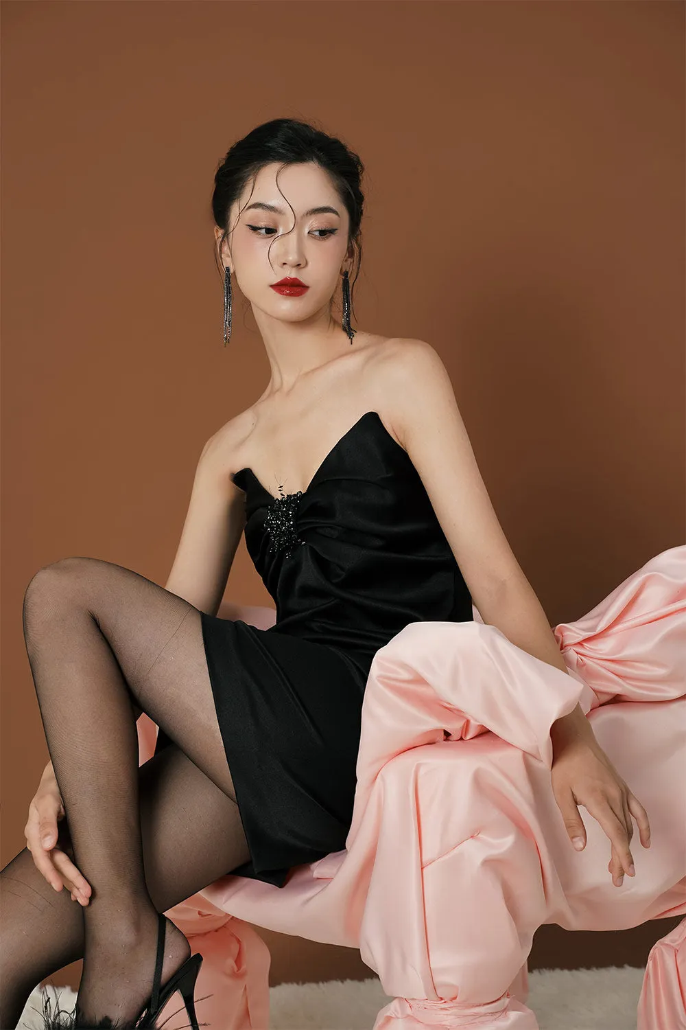 Gwen A-line Sweetheart Neck Taffeta Mini Dress