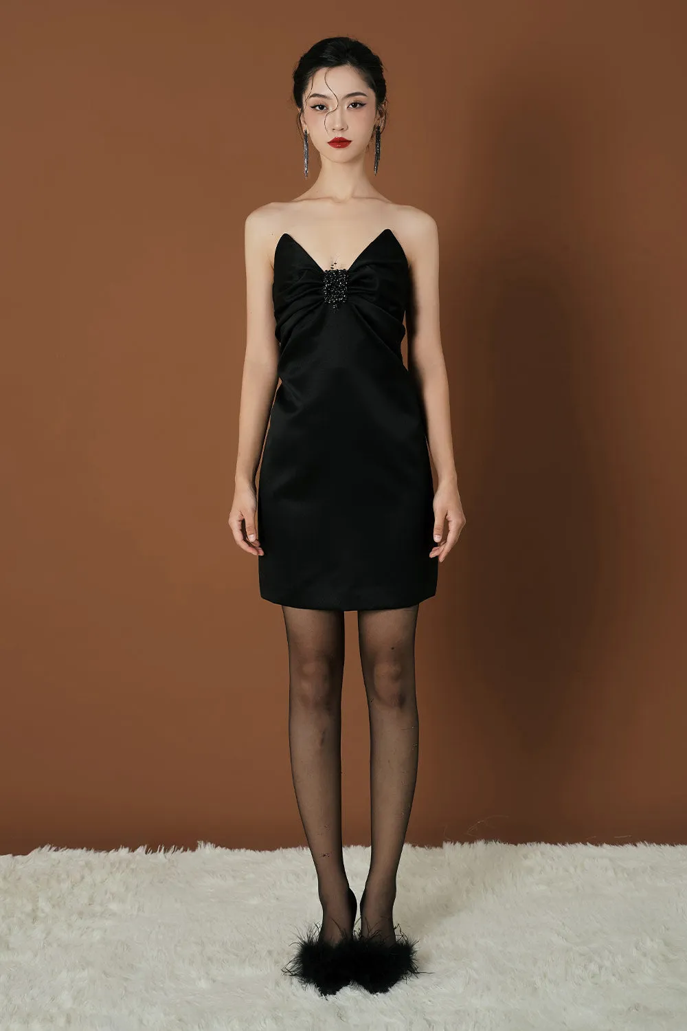 Gwen A-line Sweetheart Neck Taffeta Mini Dress