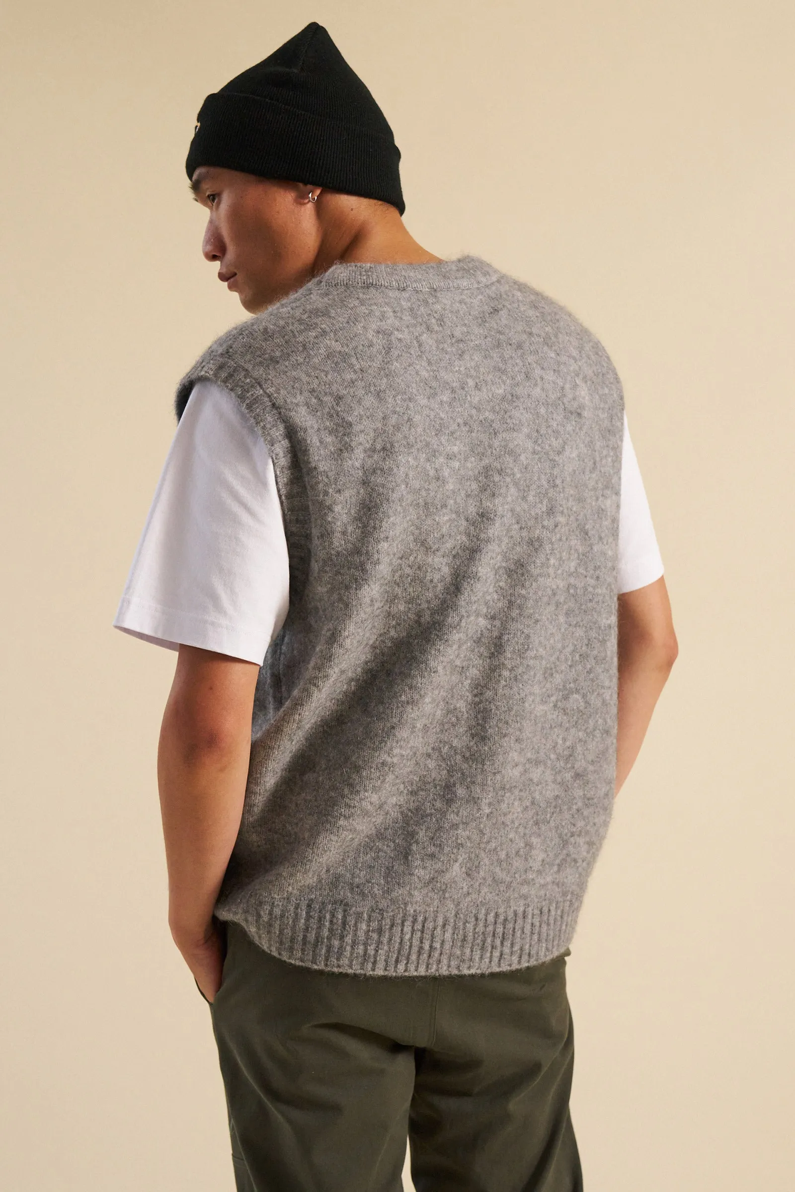 HUDSON MOHAIR CARDIGAN VEST - GREY