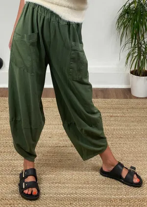 Jersey Cocoon Pocket Pants in Khaki
