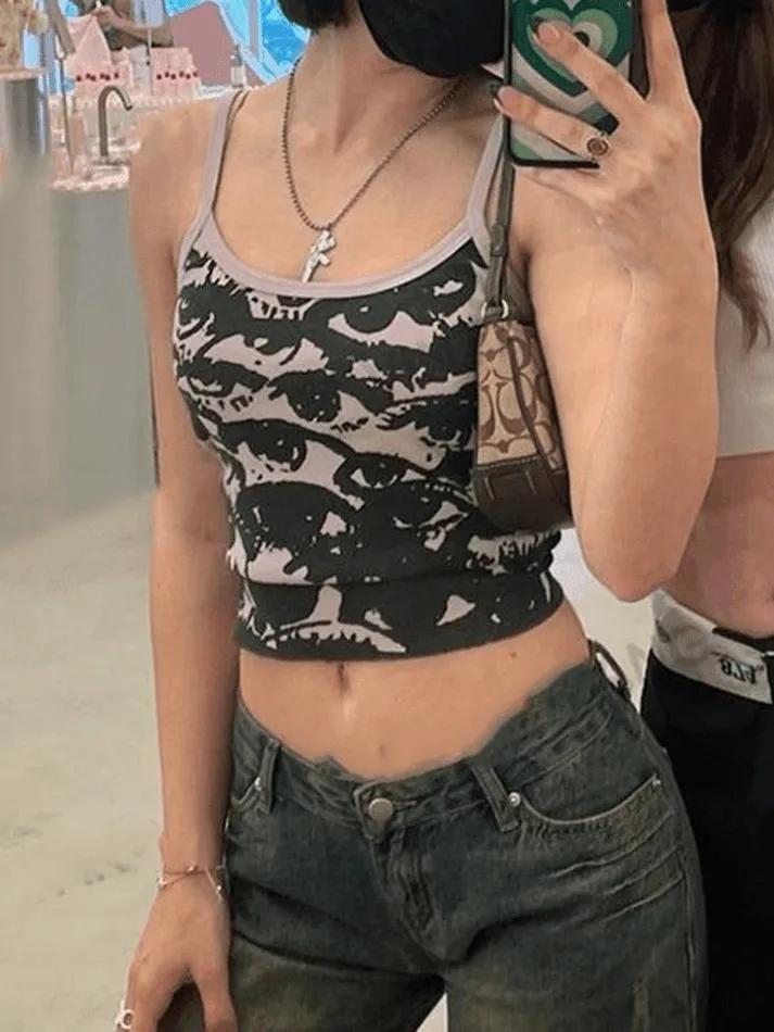 Joskaa Screen Eye Print Crop Cami Top