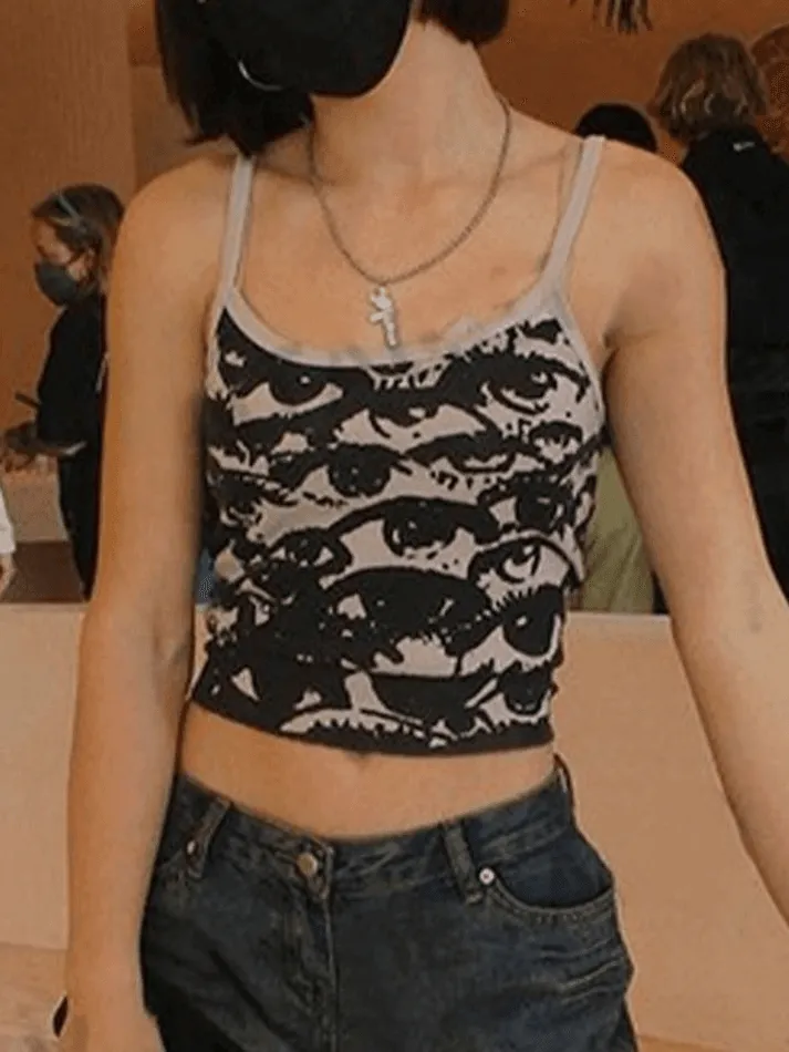 Joskaa Screen Eye Print Crop Cami Top