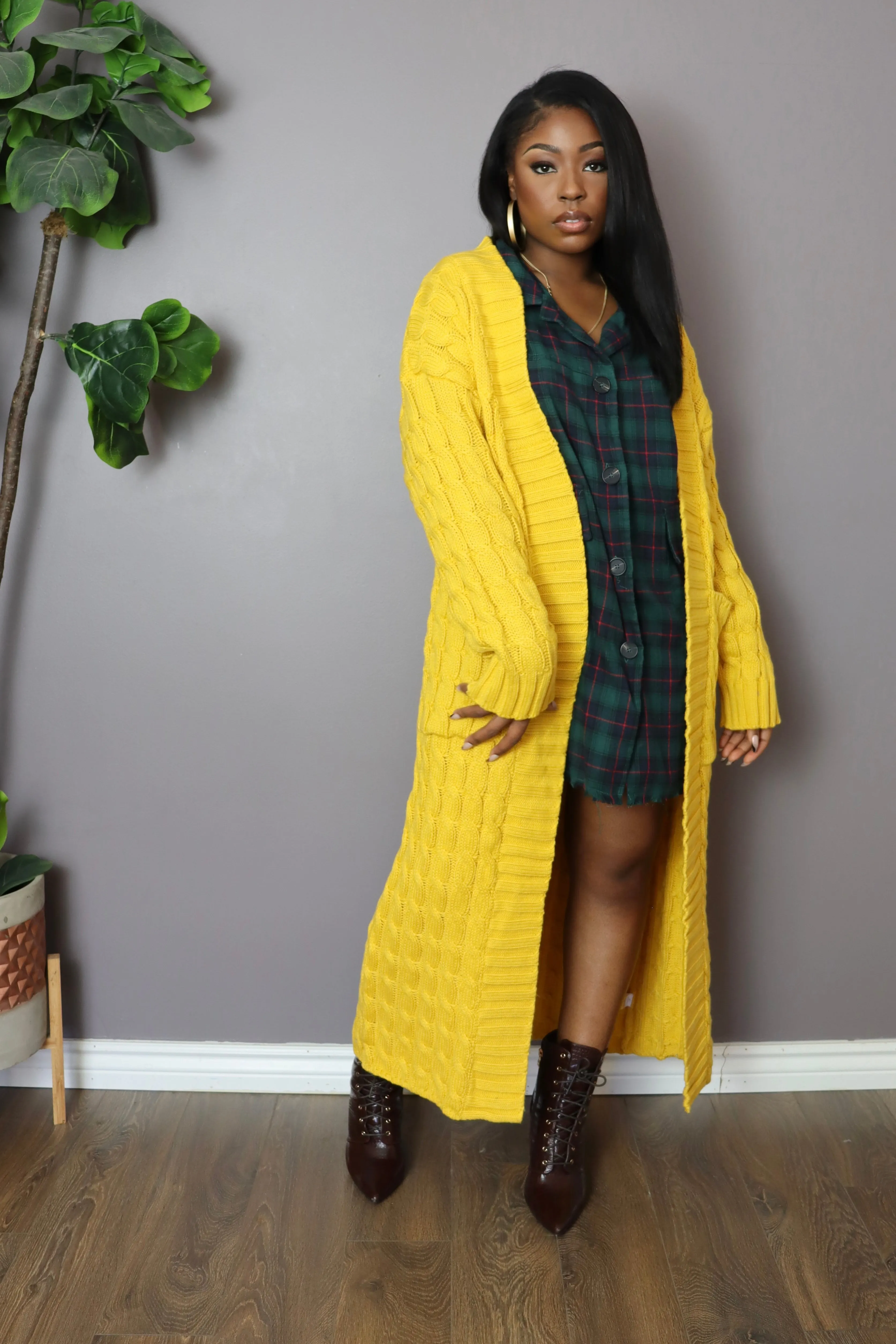 KEEP ME WARM Cardigan (Yellow Mustard)