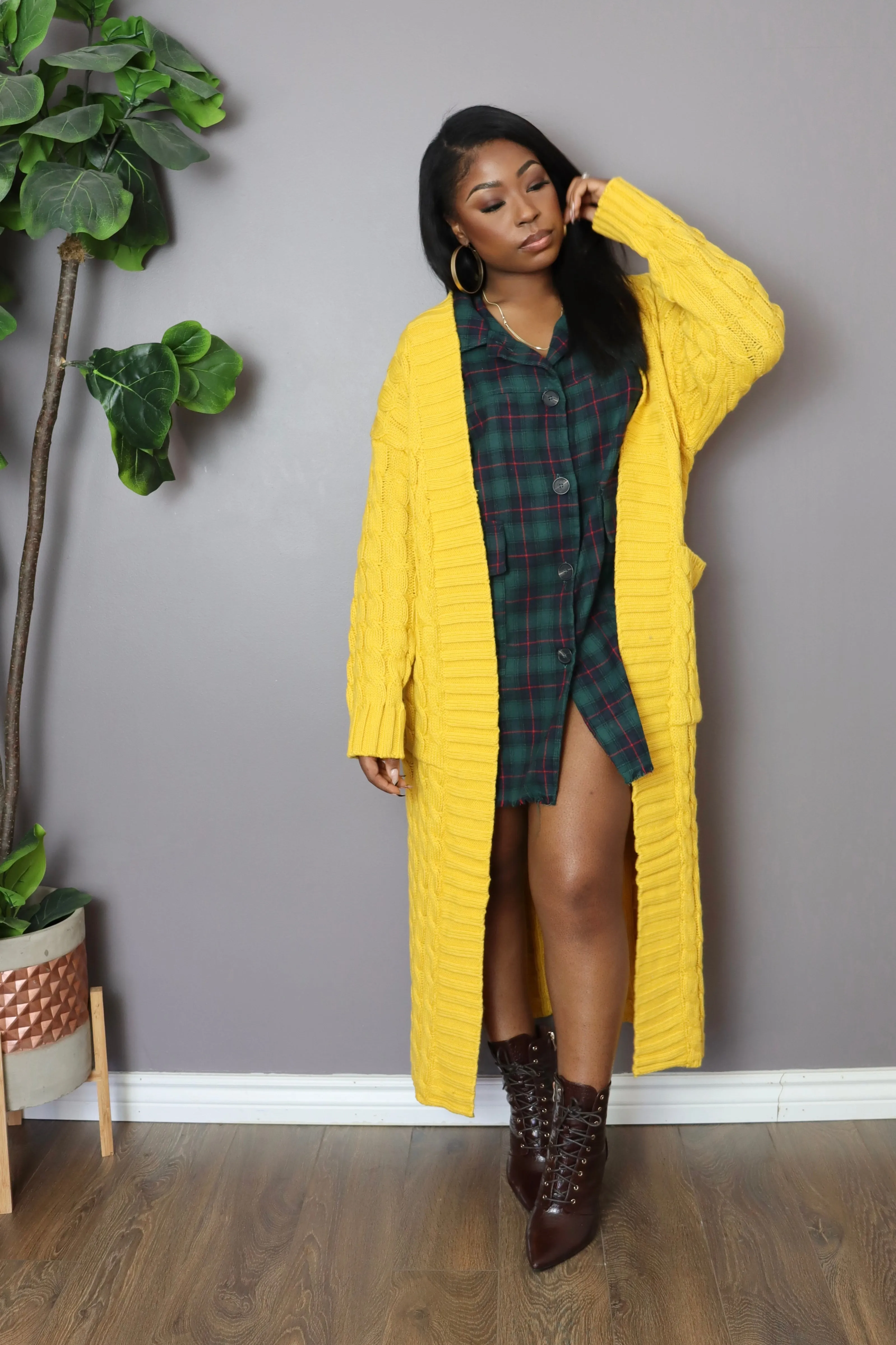 KEEP ME WARM Cardigan (Yellow Mustard)