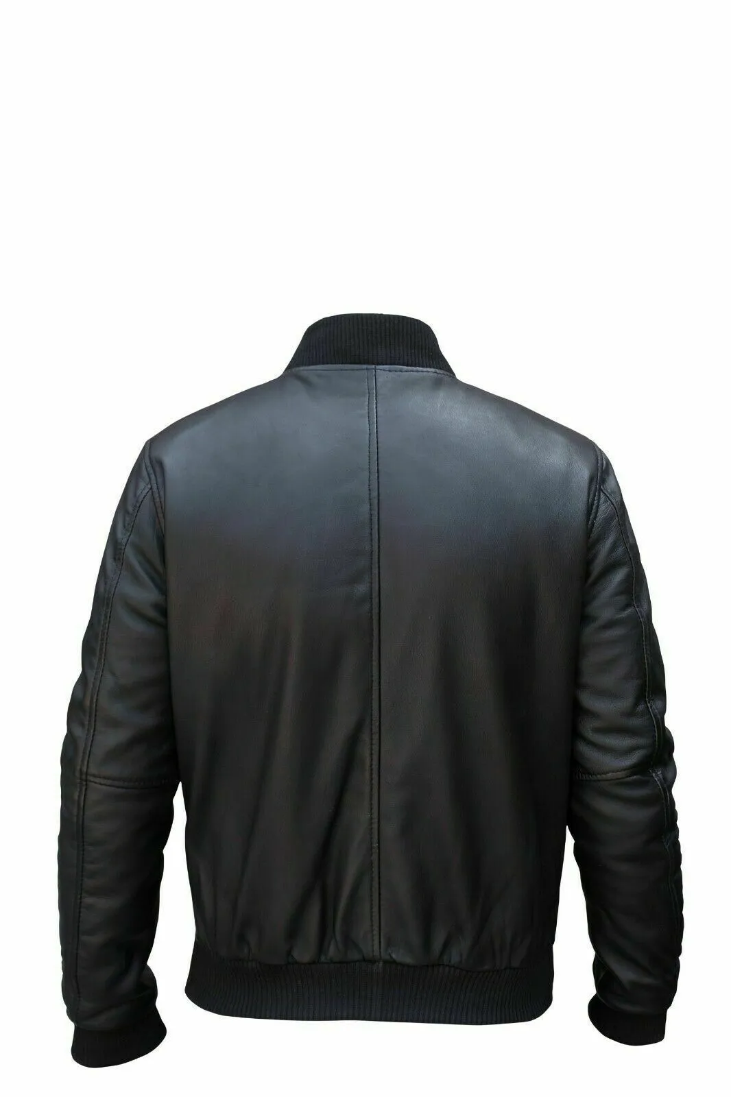 Men's Black Leather Bomber Jacket