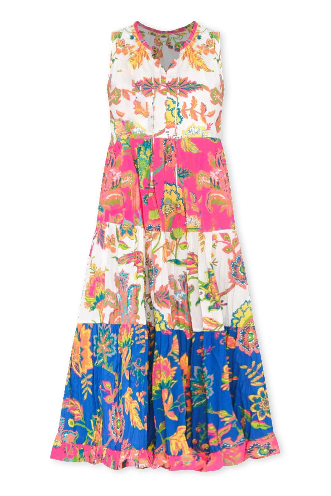 Monre Pink Floral Cotton Sleeveless Dress