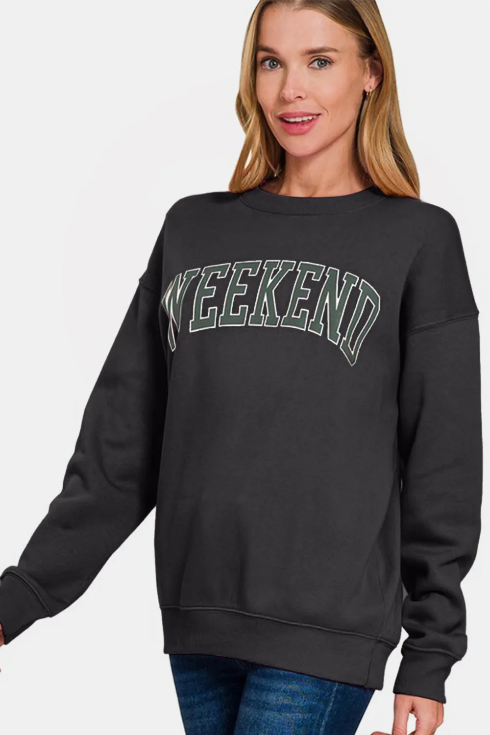 MQTIME  -  WEEKEND Round Neck Dropped Shoulder Sweatshirt