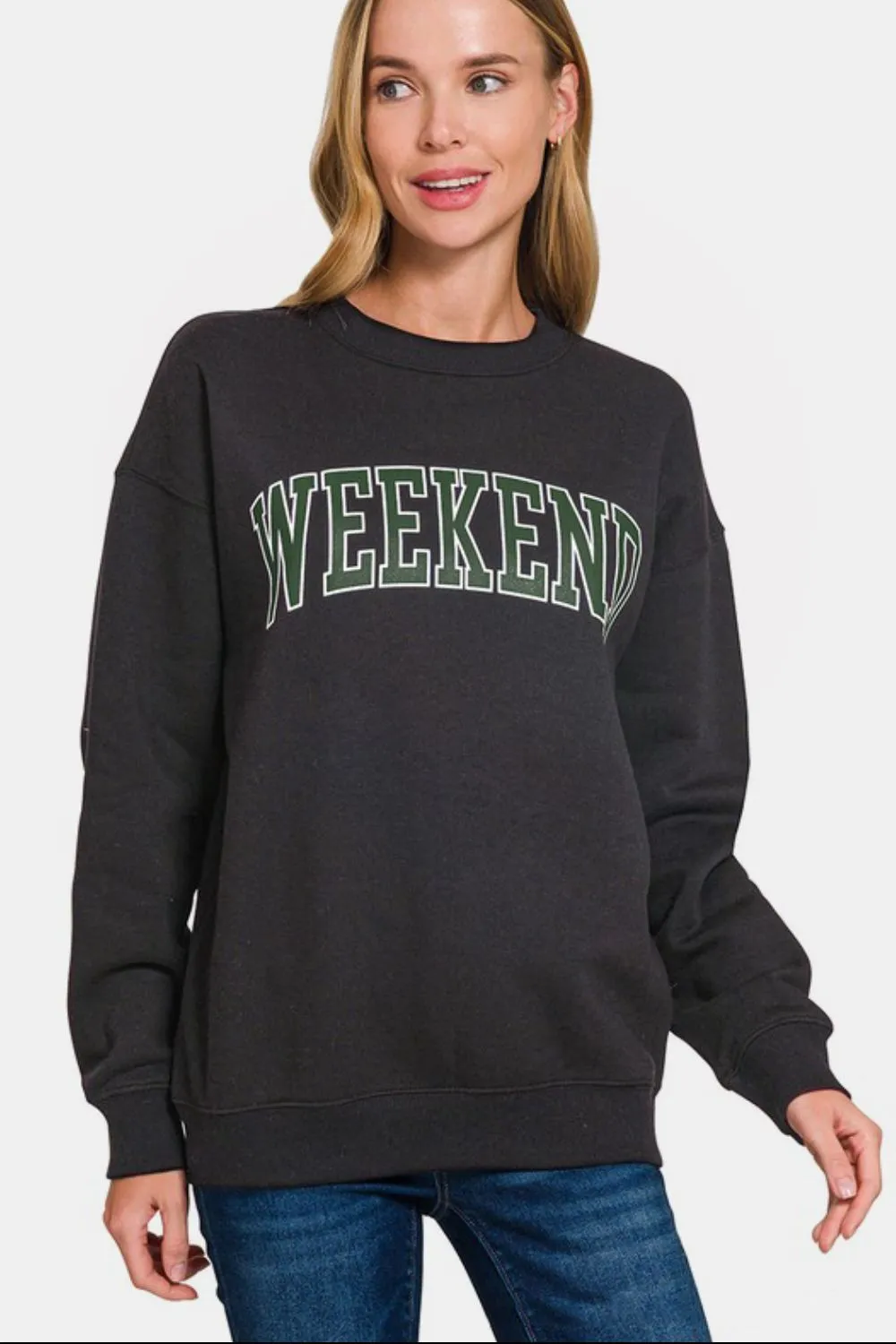 MQTIME  -  WEEKEND Round Neck Dropped Shoulder Sweatshirt