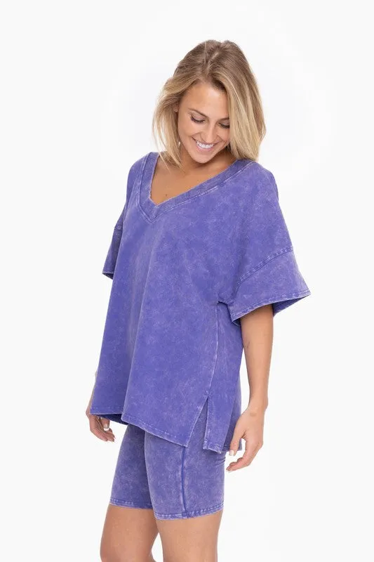 Orient Blue Cotton Blend Shirt and Shorts Set