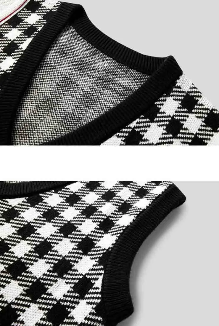 Plaid Sleeveless Loose Sweater Vest