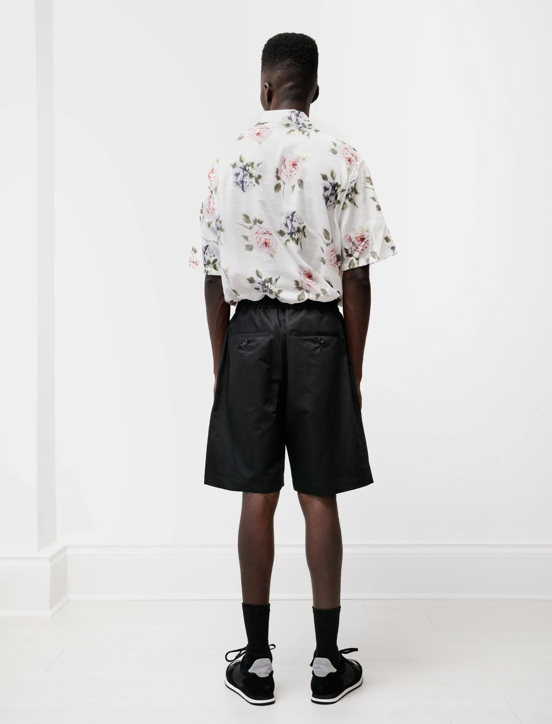 Relaxed Shorts Cotton Linen Silk Black