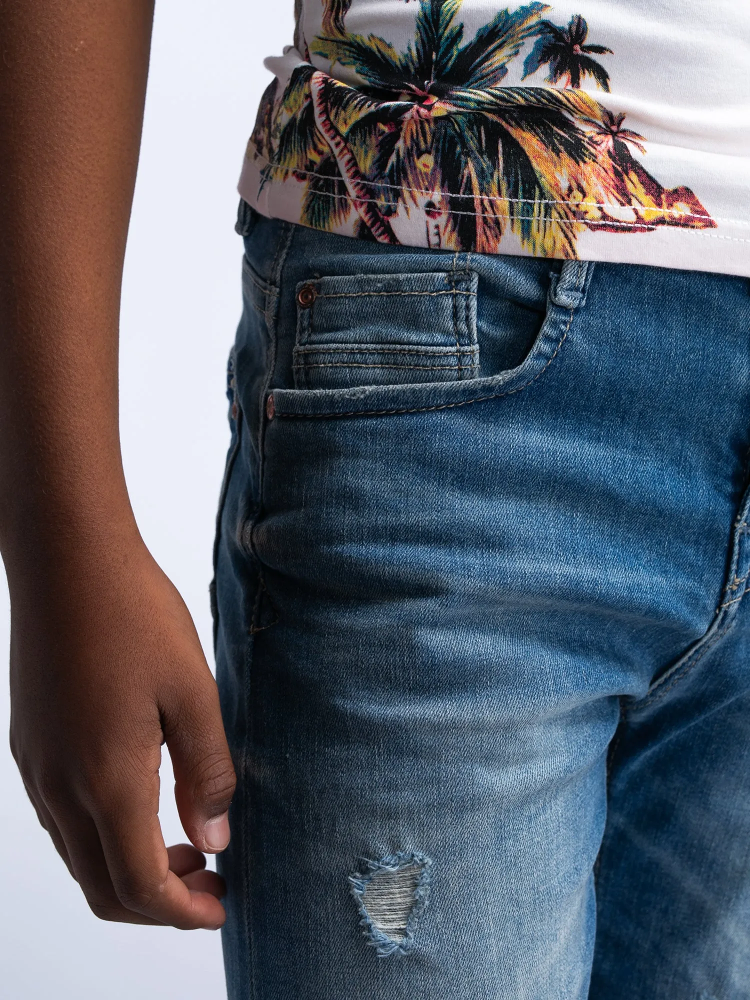 Ripped & Repaired Denim Shorts Jolla Cove