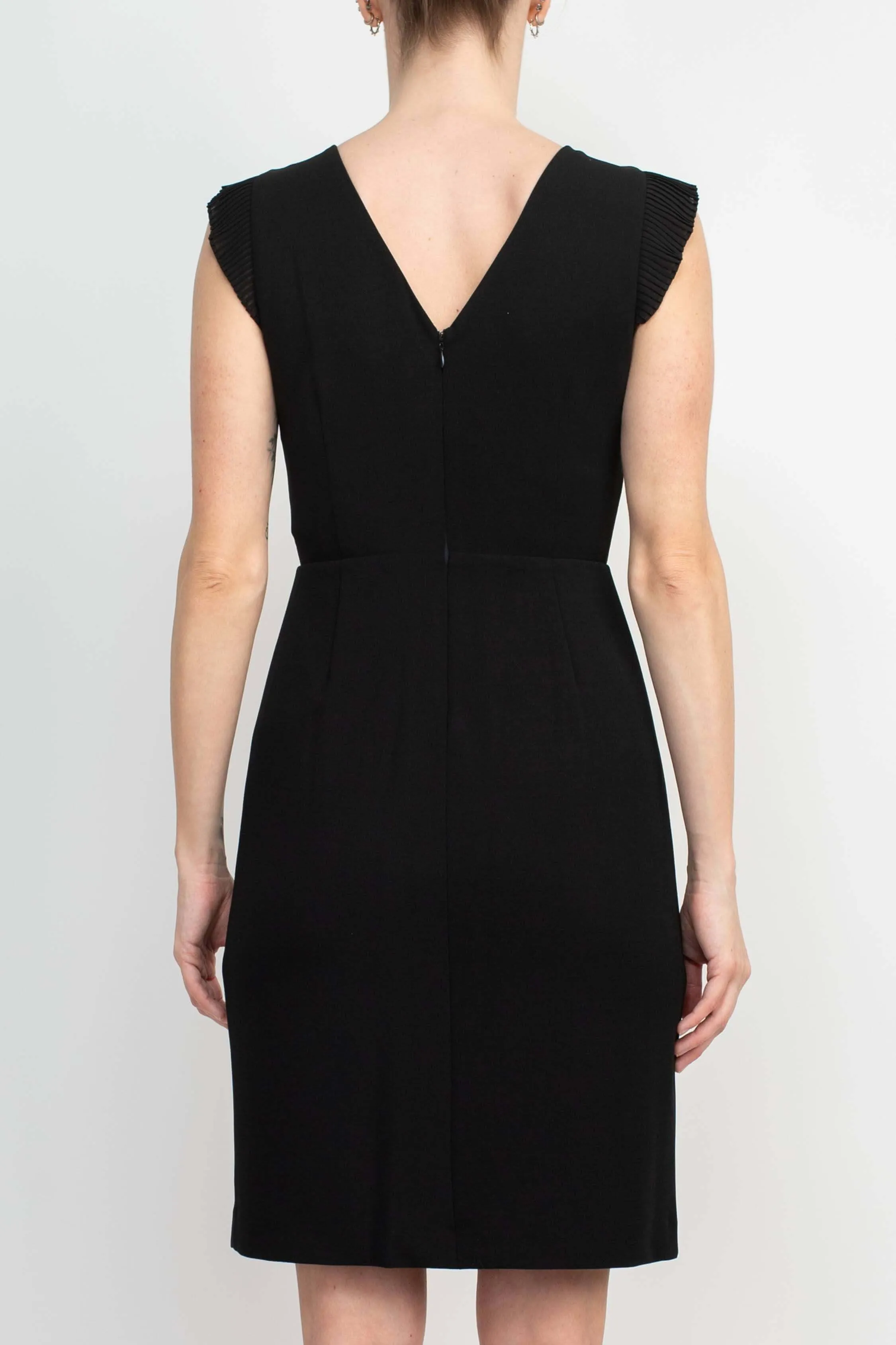 Sam Edelman Crew Neck Sleeveless Solid Zipper Back Scuba Dress