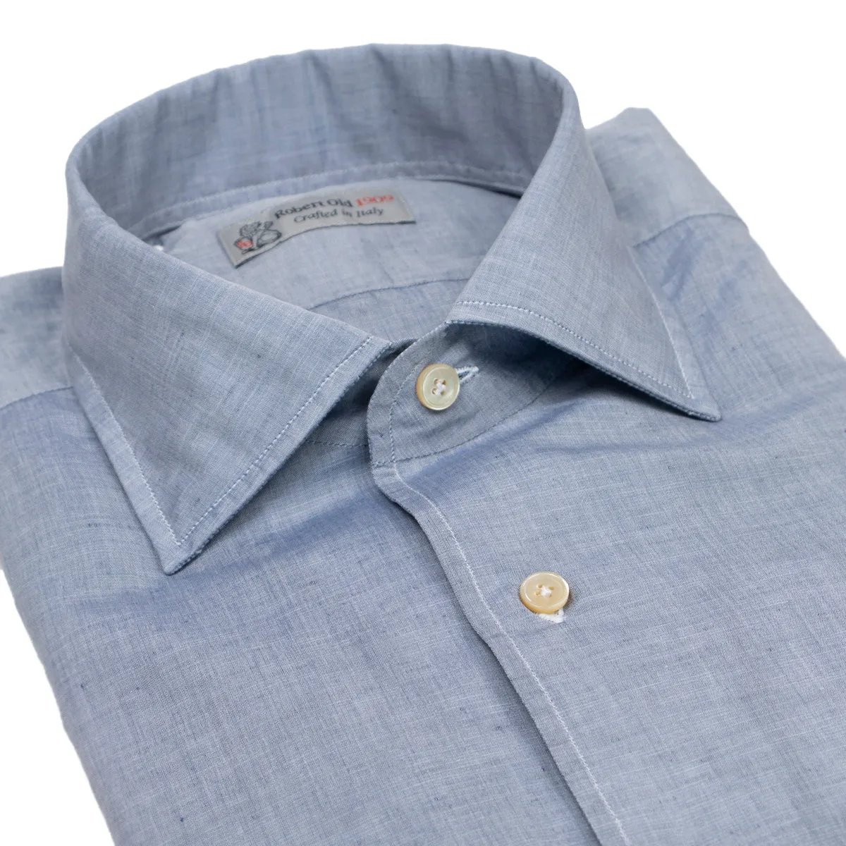 Steel Blue Cotton & Linen Long Sleeve Shirt