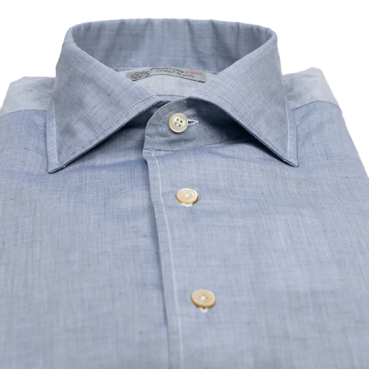 Steel Blue Cotton & Linen Long Sleeve Shirt