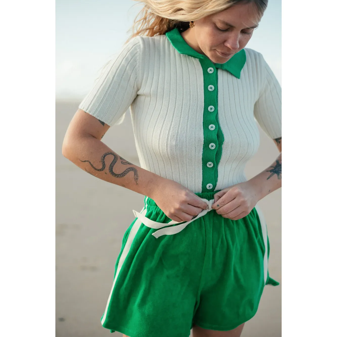Terry Towelling Shorts Green