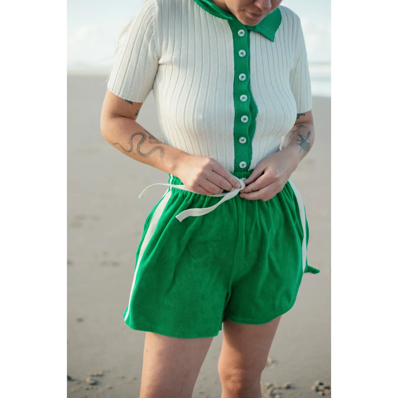 Terry Towelling Shorts Green
