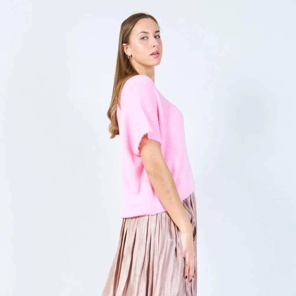 V-neck loose-fit knit top wholesale
