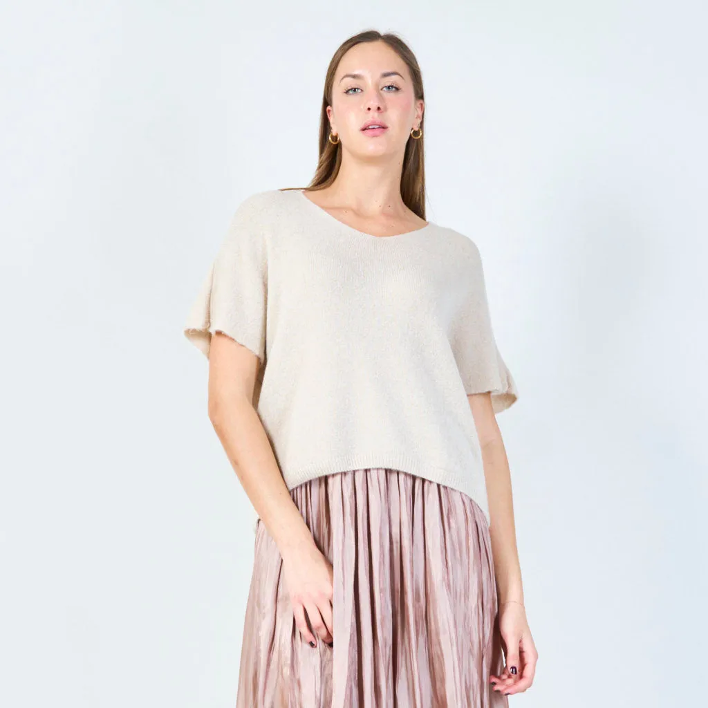 V-neck loose-fit knit top wholesale