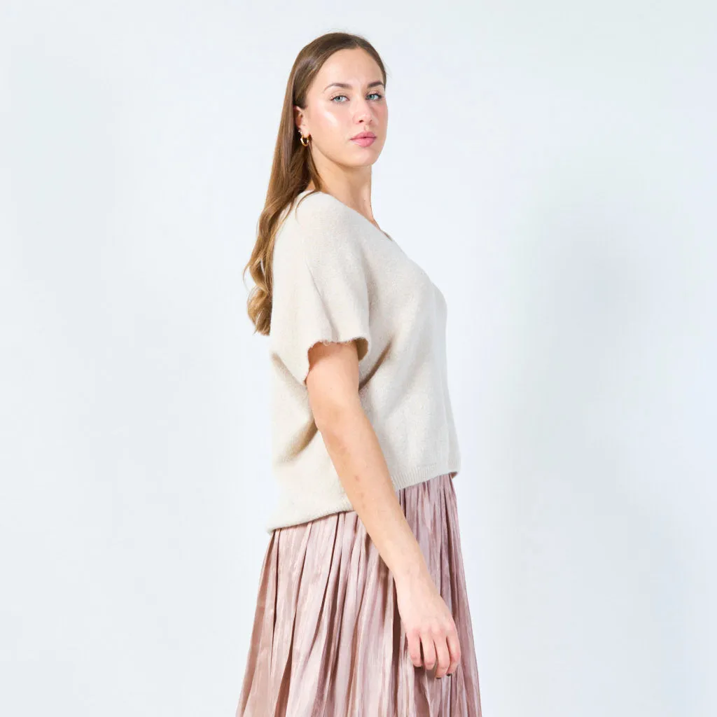 V-neck loose-fit knit top wholesale